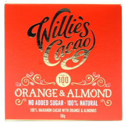 100% chocolade "Orange & Almond" met sinaasappel en amandelen