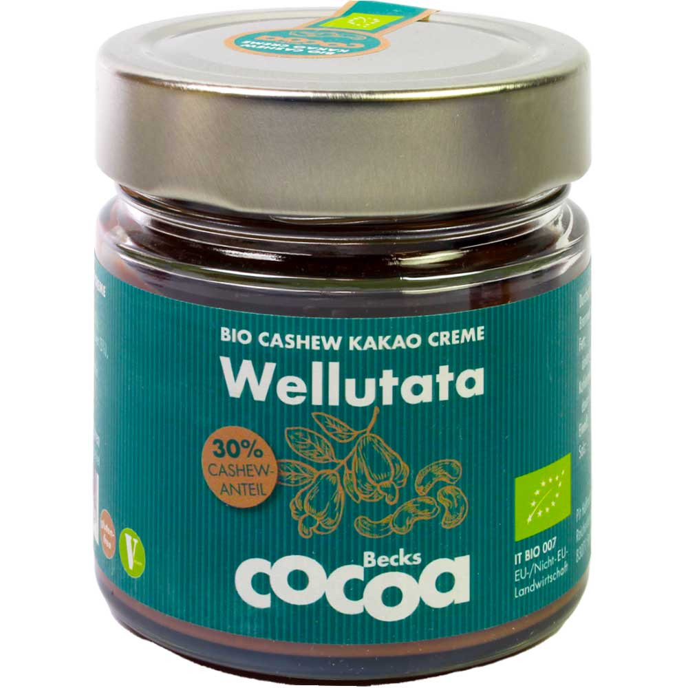 Wellutata Organic Cashew cocoa spread - spreads, gluten free, laktose free, palm oil free, vegan chocolate, Germany, german chocolate, Chocolate with Cashew - Chocolats-De-Luxe