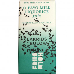 O'Payo 50% Milk & Liquorice milk chocolate with liquorice