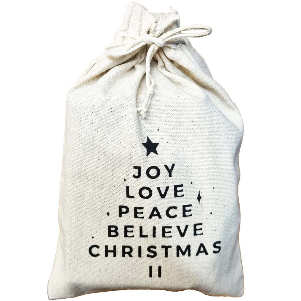 Joy Love Peace Believe Christmas - Zak met bonbons - alcoholvrij - Chocolats-De-Luxe