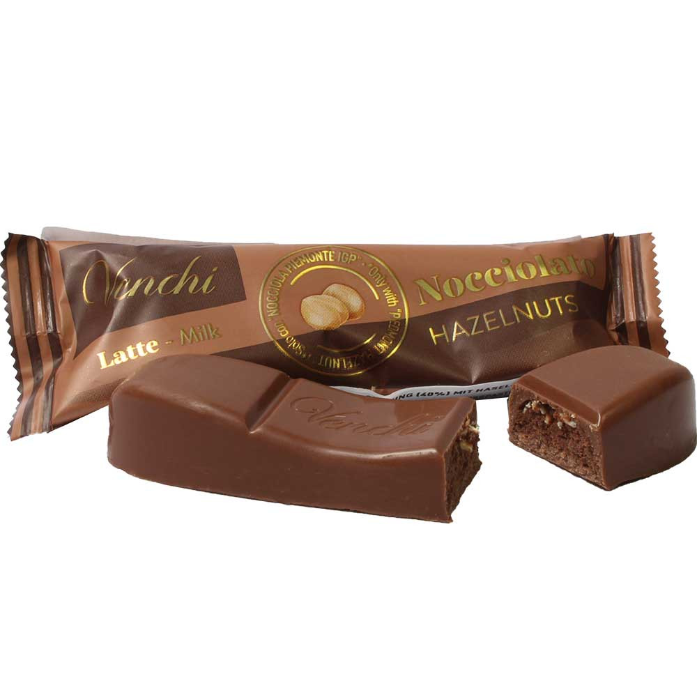 Nocciolato Hazelnoten reep melkchocolade met hazelnoot - Repen, glutenvrij, Italië, Italiaanse chocolade, Chocolade met hazelnoot, hazelnootchocolade - Chocolats-De-Luxe