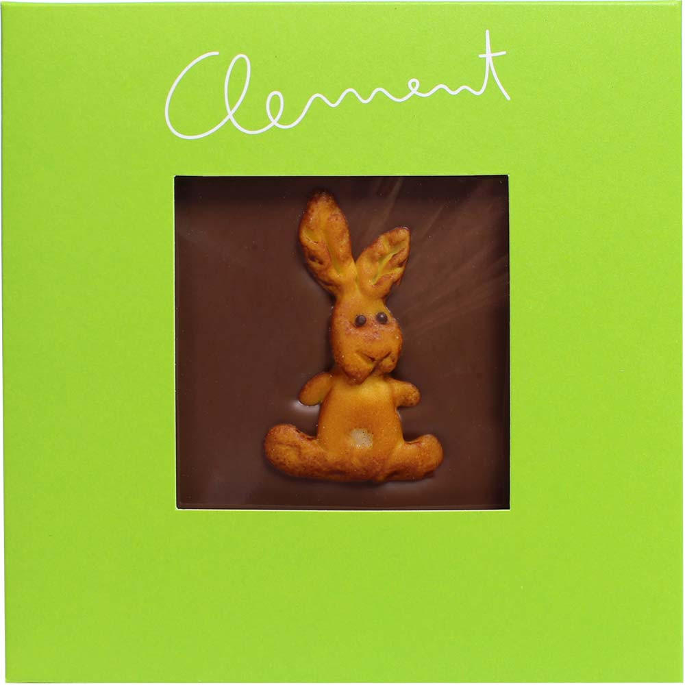 Easter chocolate 36% with a rabbit from the front - Bar of Chocolate, Germany, german chocolate, Chocolate with marzipan, Chocolate with almond paste - Chocolats-De-Luxe