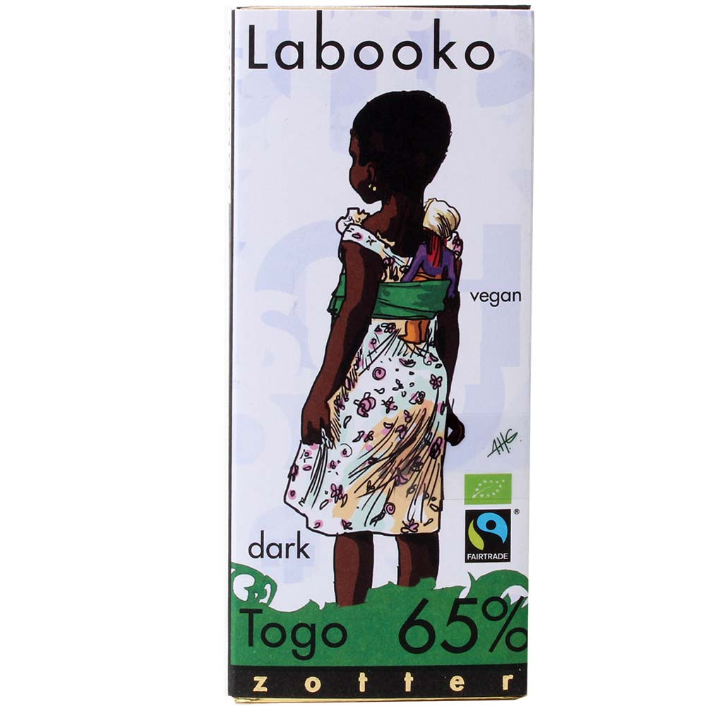 Labooko Togo 65% chocolat noir bio - Tablette de chocolat, chocolat végétalien, sans alcool, sans gluten, sans lactose, Autriche, chocolat autrichien, Chocolat avec sucre - Chocolats-De-Luxe