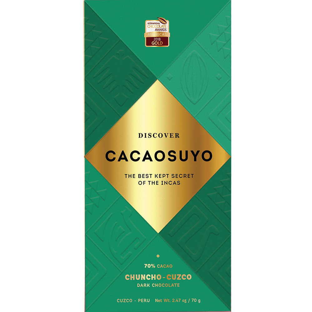 Chuncho Cuzco 70% pure chocolade - Chocoladerepen, glutenvrij, lactosevrij, lecithinevrij, veganistvriendelijk, Peru, Peruaanse chocolade - Chocolats-De-Luxe