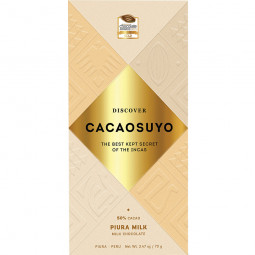 50% de chocolat au lait Piura Milk à base de fèves de cacao blanches Piura