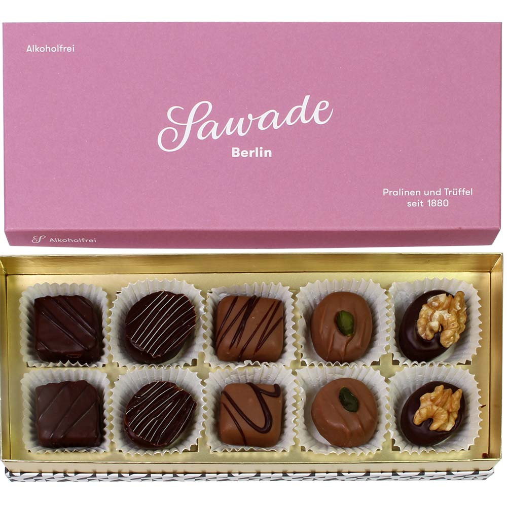 Praline box Alcohol-free - Pralines, alcohol free, GMO free chocolate, suitable for vegetarians, Germany, german chocolate - Chocolats-De-Luxe