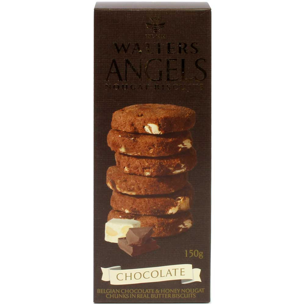 Angels Nougat Biscuits CHOCOLATE - Chocolate shortbread biscuits with white nougat - - Chocolats-De-Luxe