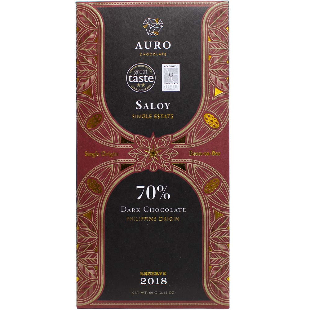 Saloy 70% pure chocolade uit de Filipijnen - Chocoladerepen, glutenvrij, veganistische chocolade, Filippijnen, Filippijnse chocolade, pure chocolade zonder ingrediënten - Chocolats-De-Luxe