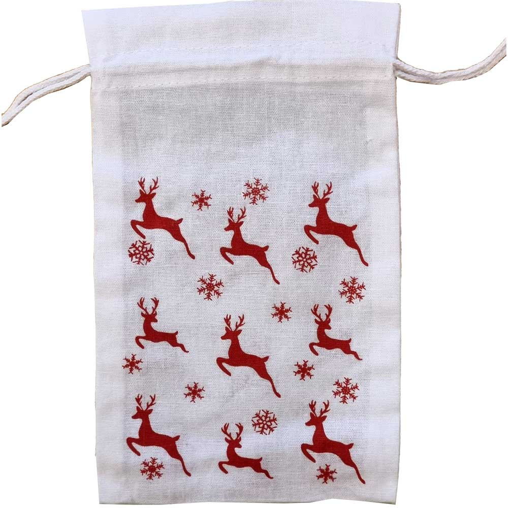 Bag BW white with reindeer red 20 x 12 -  - Chocolats-De-Luxe