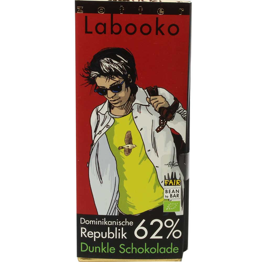 Labooko République Dominicaine 62% chocolat BIO - Tablette de chocolat, chocolat végétalien, sans alcool, sans gluten, sans lactose, Autriche, chocolat autrichien, Chocolat avec sucre - Chocolats-De-Luxe