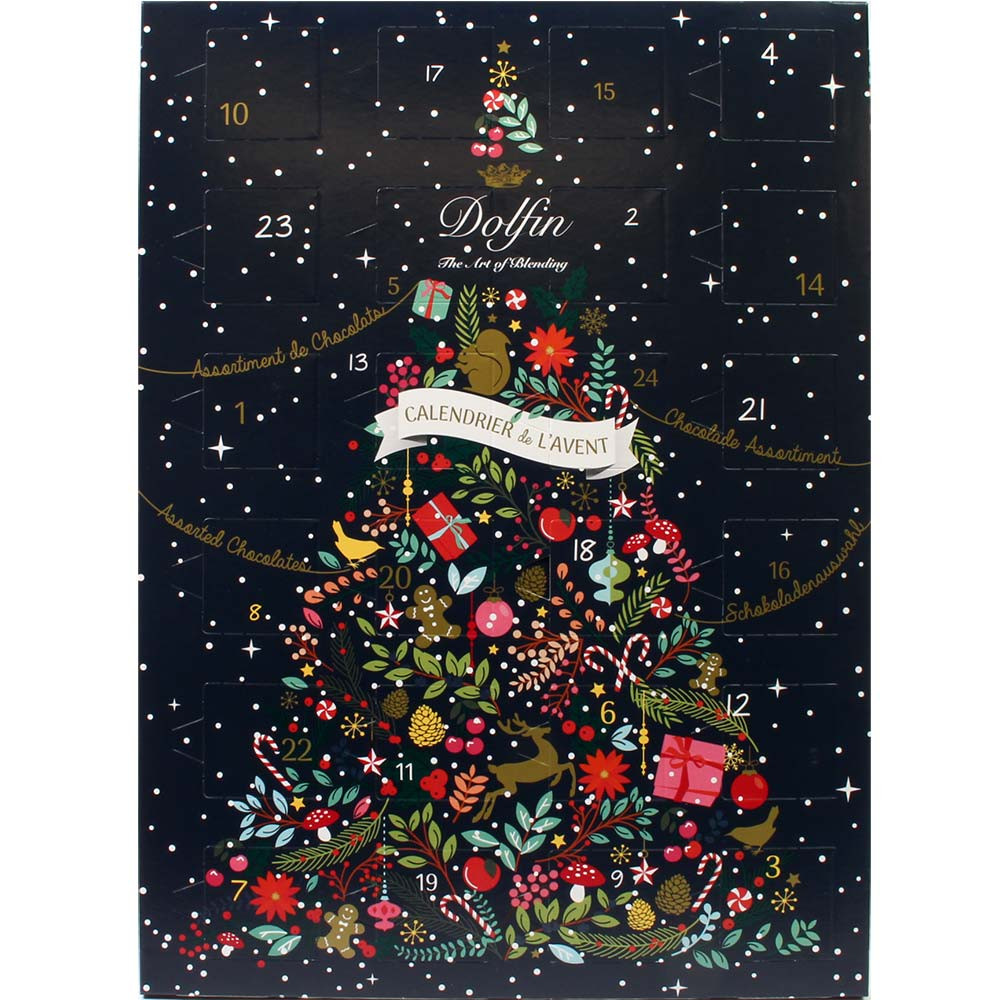 Adventskalender Kerst straat - Adventskalender, alcoholvrij, België, Belgische chocolade, Chocolade met hazelnoot, hazelnootchocolade - Chocolats-De-Luxe