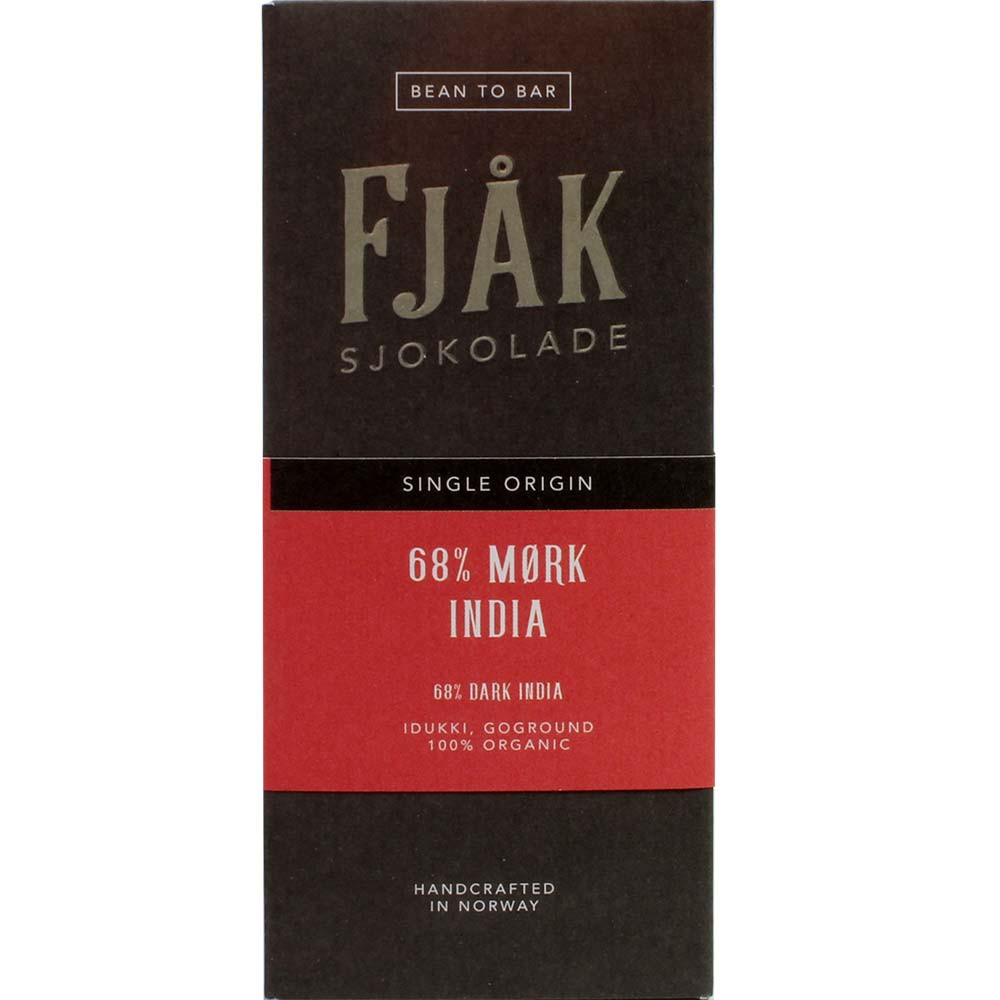 68% Mørk India Dark Idukki GoGround - dunkle Schokolade - Tafelschokolade, eifrei, glutenfrei, laktosefrei, lezithinfrei, sojafreie Schokolade, vegane Schokolade, Norwegen, norwegische Schokolade, pure Schokolade - Chocolats-De-Luxe