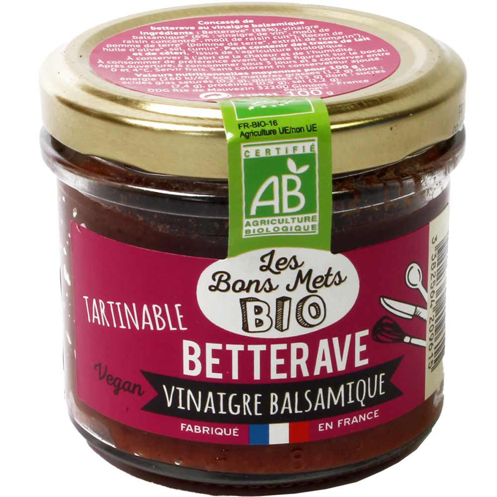 Tartinable Betterave Vinaigre Balsamique - BIO Aufstrich mit Rote Beete und Balsamessig -  - Chocolats-De-Luxe