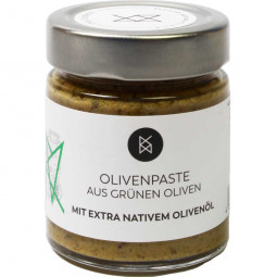 Olijfpasta van groene Chalkidiki olijven met olijfolie en kruiden