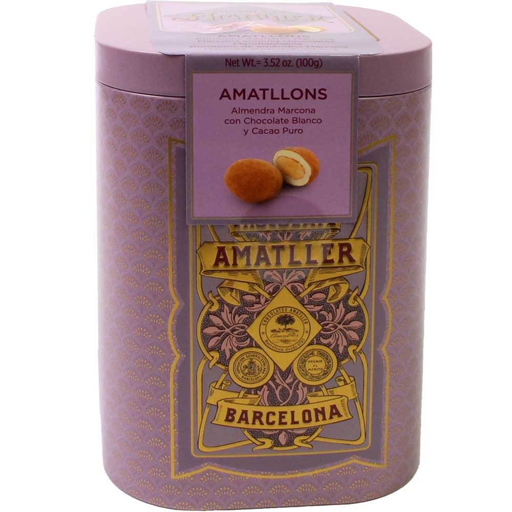 Almonds in chocolate and cocoa powder - Amatllons gift box - Chocolate coated, Pralines, gluten free, Spain, spanish chocolate, Chocolate with almonds, almond chocolate - Chocolats-De-Luxe