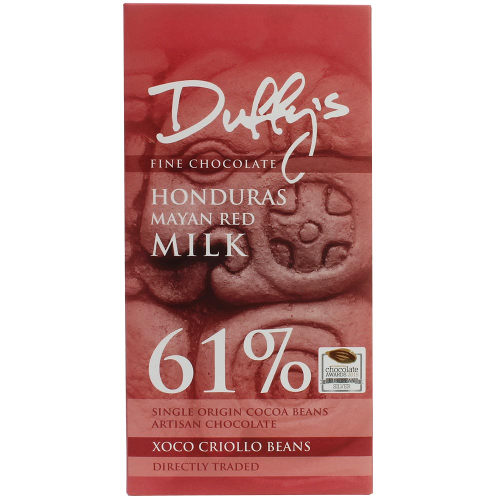 Honduras Mayan Red Milk 61%, Duffy's Chocolate, dunkle Milchschokolade, Honduras, englische Schokolade, cremig, sojafrei, glutenfrei, dunkle Früchte, single origin, bean-to-Bar - - Chocolats-De-Luxe