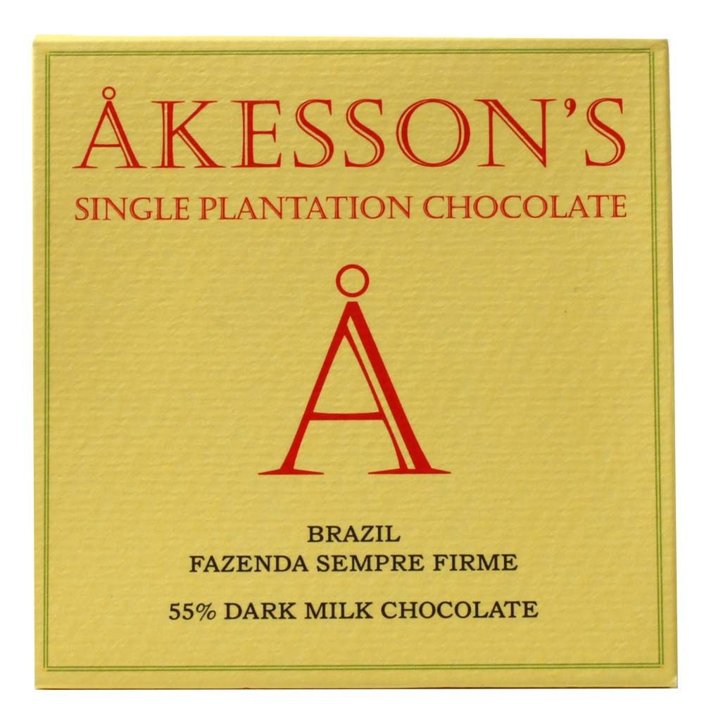 Akesson 55% Dark Milk Chocolate Brazil Forastero | chocolats-de-luxe.de - Chocoladerepen, Frankrijk, Franse chocolade, chocolade met melk, melkchocolade - Chocolats-De-Luxe