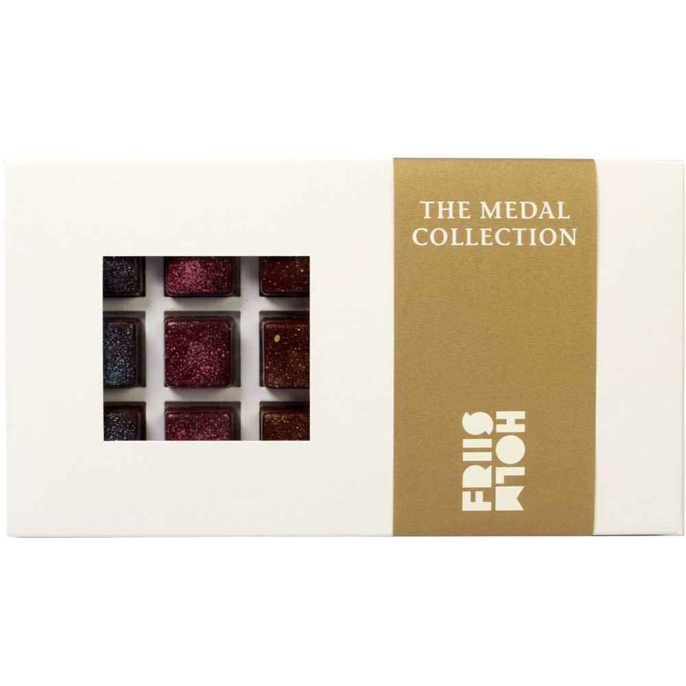 The Medal Collection - 6 x 3 Gewinner Pralinen mit Gin, Portwein und Geranie - Bombones, Dinamarca, chocolate danés, Chocolate con alcohol - Chocolats-De-Luxe