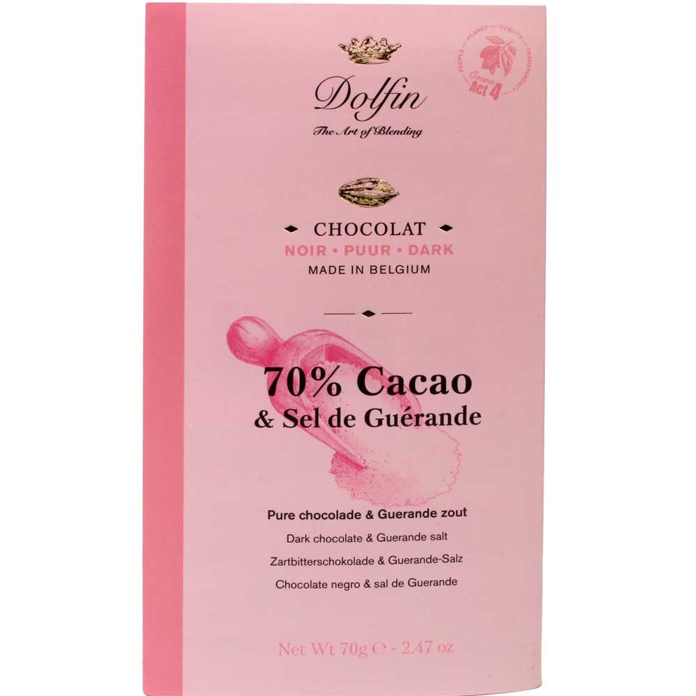 70% Zartbitterschokolade mit Sel de Guérande - Tafelschokolade, Belgien, belgische Schokolade, Schokolade mit Salz - Chocolats-De-Luxe