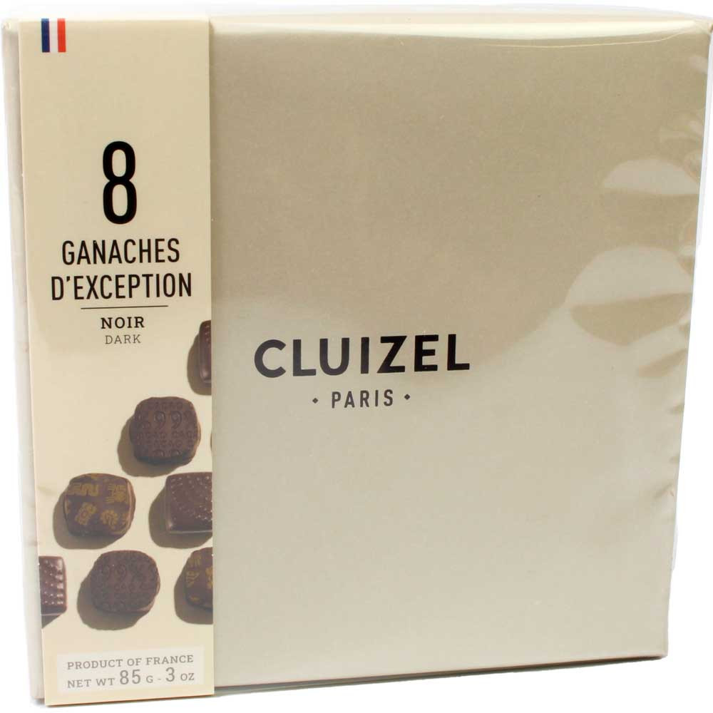 8 Pralinen Ganaches d'Exception Noir - dunkle Pralinen - Pralinen, alkoholfrei, Frankreich, französische Schokolade - Chocolats-De-Luxe